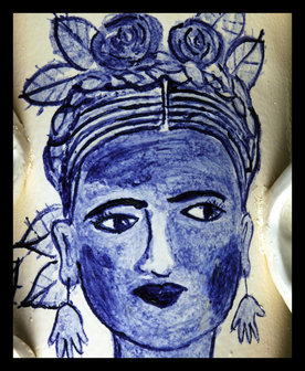 Delfts blauwe&nbsp;illustratie van Frida Kahlo